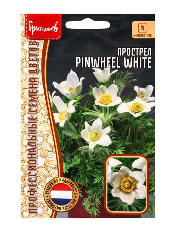 Семена цветов Прострел Pinwheel White 3шт.  12.29 г.
