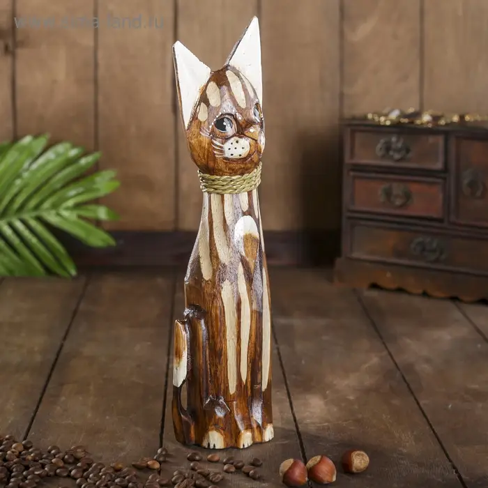 Сувенир дерево  Сувенир дерево "Коричневая кошка" 4,5х9х30 см