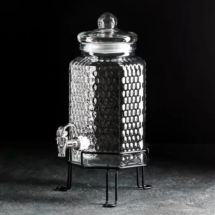 Диспенсер для напитков стеклянный на подставке &laquo;Тюдор&raquo;, 4 л, 22&times;40 см