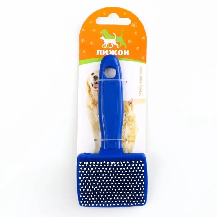 Пуходёрка малая, 6&times;13.5 с, мягкая, с закруглёнными зубьями, синяя