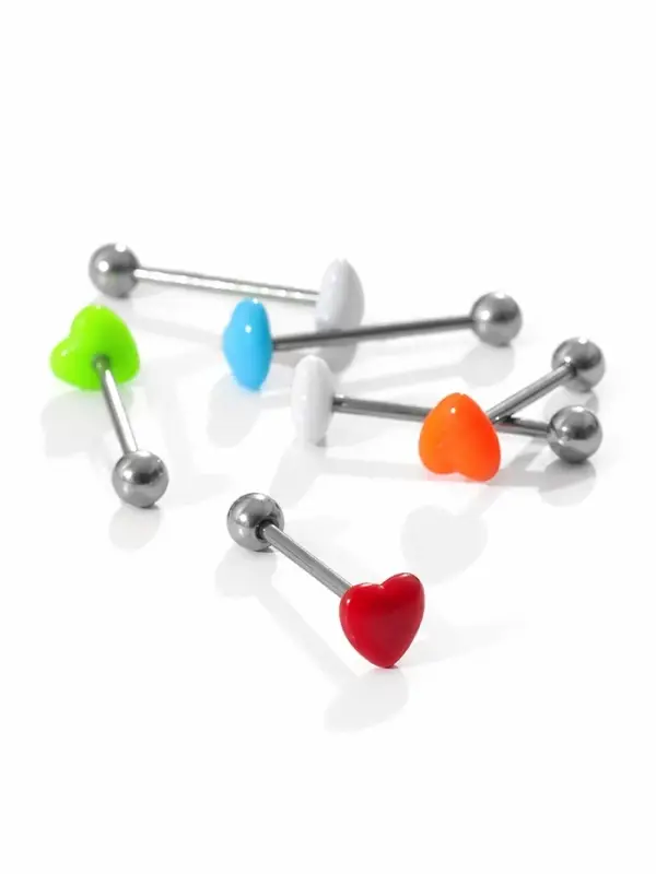 Пирсинг в язык &laquo;Сердце&raquo;, минимал, L=1.9 см, МИКС в серебре