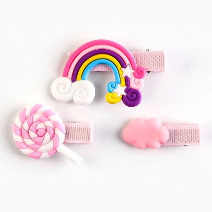 Заколки для волос детские«Мечтай как единорог», 3 шт, 7,5 х 10 см Заколки для волос детские«Мечтай как единорог», 3 шт, 7,5 х 10 см