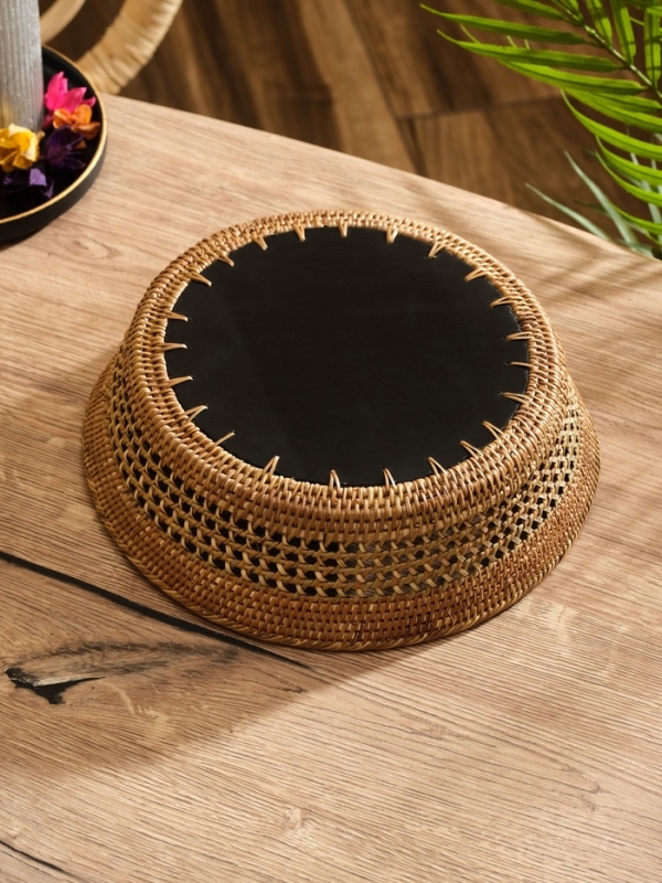 Корзинка плетеная ротанг "Павлин", 23х23х7 см, МИКС