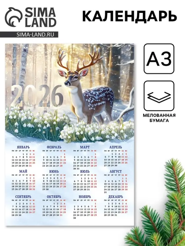 Календарь 2026 &laquo;Олень&raquo;, А3