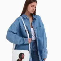 Сумка женская на молнии TEXTURA, 22&times;8&times;17 см, с цветным принтом, белая