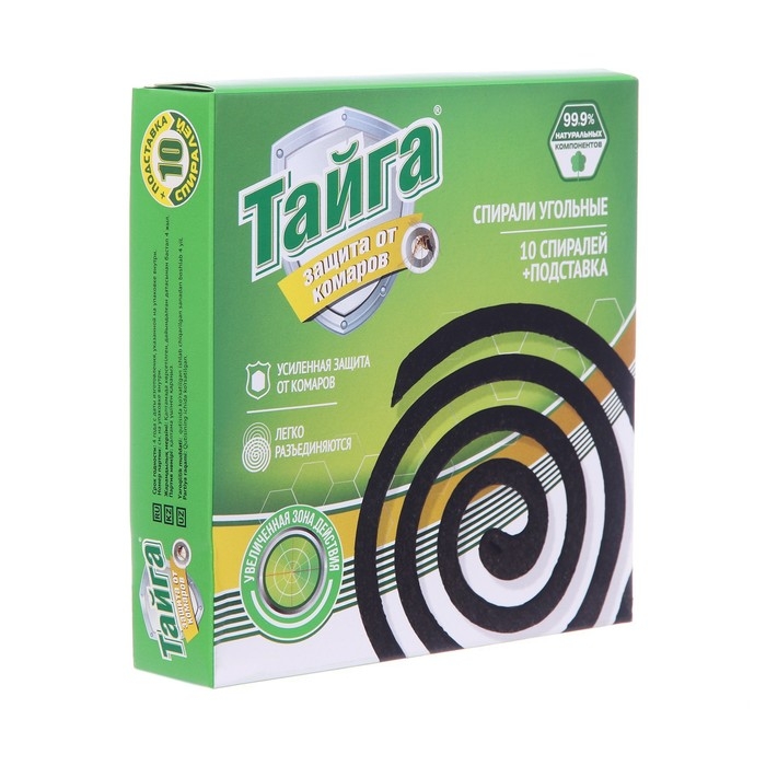 Спирали от комаров Спирали от комаров "Тайга", угольные, 10 шт