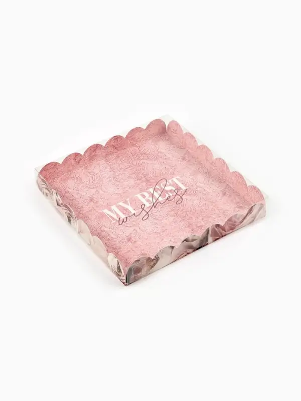 Коробка для печенья с прозрачной крышкой My best wishes, 21&times;21&times;3 см