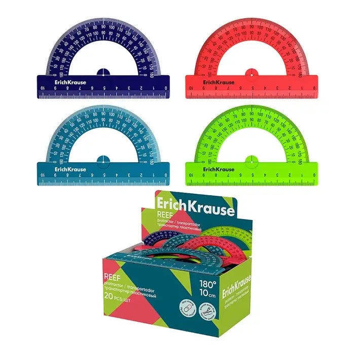 Транспортир 180&deg;, 10 см, ErichKrause Reef, МИКС