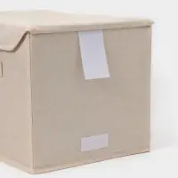 Короб стеллажный с крышкой LaDо́m, 38&times;26&times;24 см, бежевый, материал батист