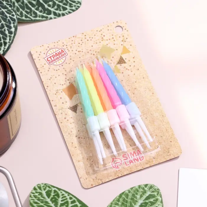 Свечи для торта «Неон», 7 см, 10 шт., разноцветные Свечи для торта «Неон», 7 см, 10 шт., разноцветные