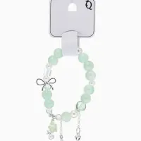 Браслет с подвесками "Сахарный" звёздочка, шар №10/8, цвет бело-светло-зелёный в серебре