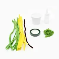 Набор для творчества цветы из пушистой проволоки в горшке, желтый  цветок