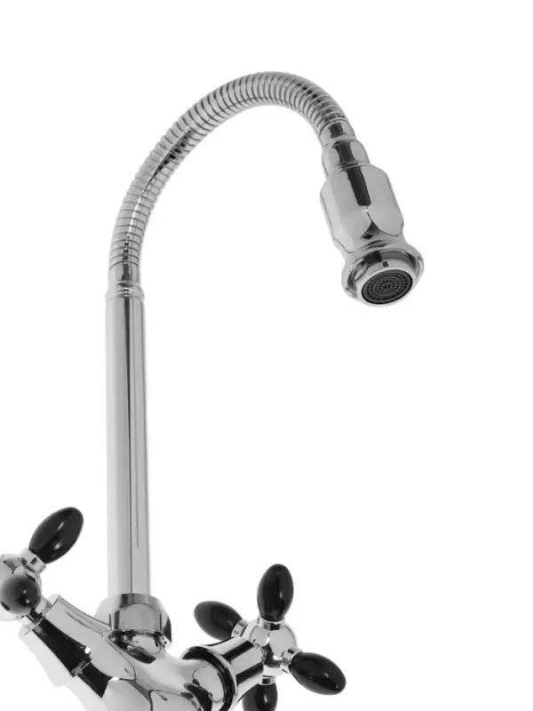 Смеситель для кухни ZEIN ZC2029, гибкий излив, кран-букса латунь 1/2", черный/хром