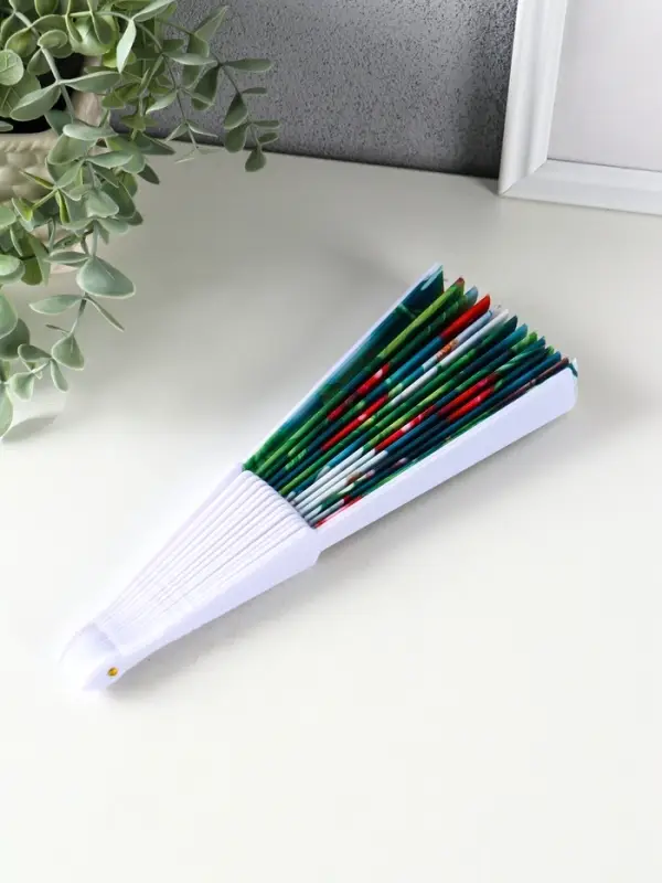 Веер пластик, текстиль  Веер пластик, текстиль "Вишня и цветки" МИКС 23 см