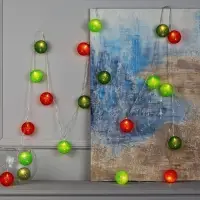 Гирлянда &laquo;Нить&raquo; 5 м с насадками &laquo;Клубки летние&raquo;, IP20, прозрачная нить, 20 LED, свечение тёплое белое, 220 В