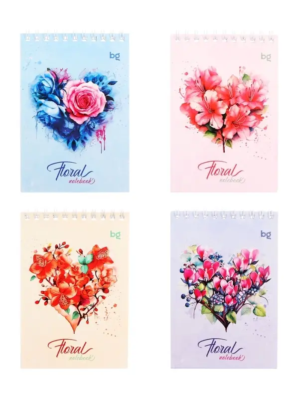 Блокнот А6, 40 листов в клетку, Floral notebook, на гребне, МИКС