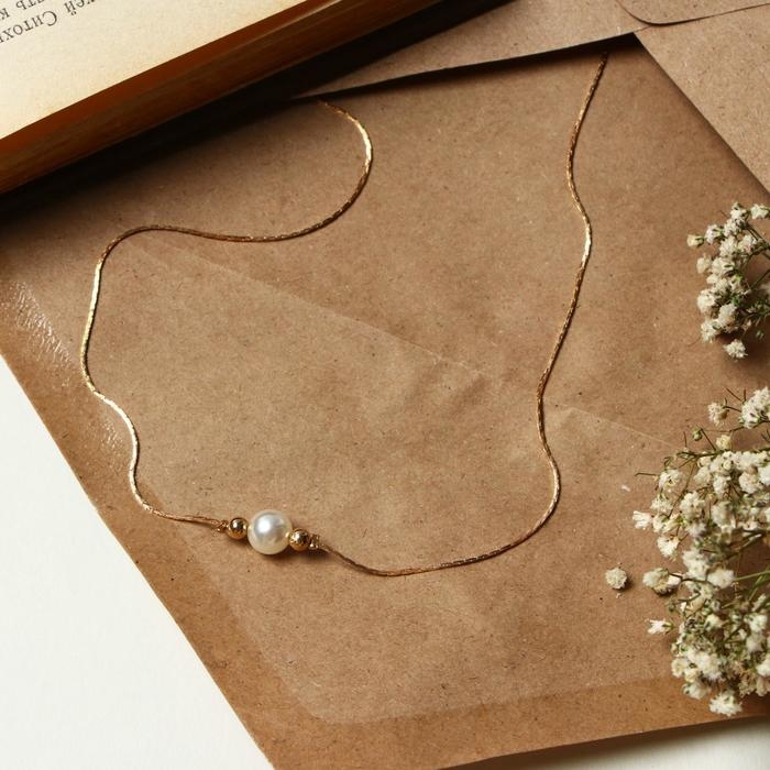 Кулон «Жемчужина», цвет белый в золоте, 39 см Кулон «Жемчужина», цвет белый в золоте, 39 см