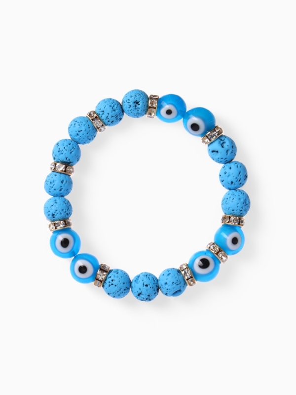Браслет-оберег «Лава» глазик, голубой в золоте