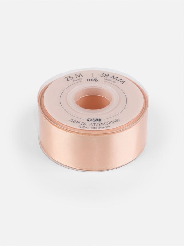 Лента атласная двухсторонняя №0714 38мм*25±1м персиковый пух TR Лента атласная двухсторонняя №0714 38мм*25±1м персиковый пух TR