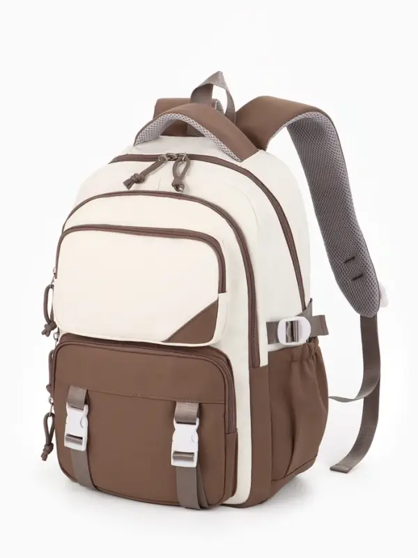 Рюкзак 29*13*40 см, 2 отд, 5 н/карм, Комби. коричневый/белый