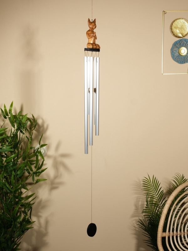 Музыка ветра Музыка ветра "Кошка" дерево, алюминий 7х7х70 см