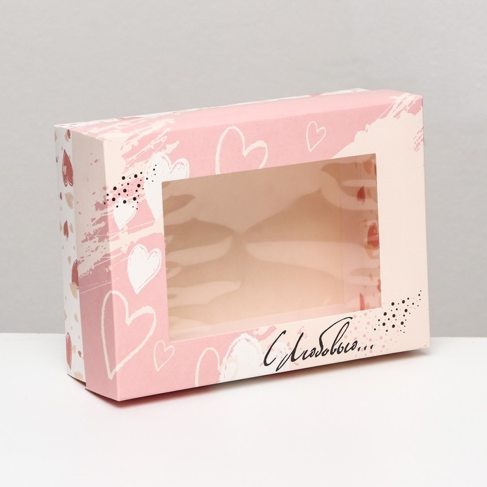 Коробка складная, с окном Коробка складная, с окном "С любовью" 21 х 15 х 7 см