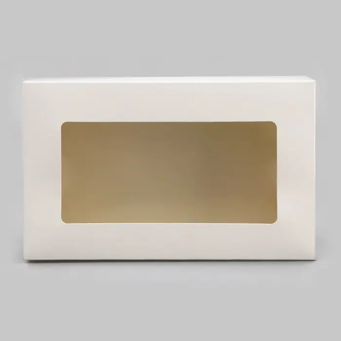 Упаковка для продуктов с окном, белая, 23×14×6 см, 1.9 л