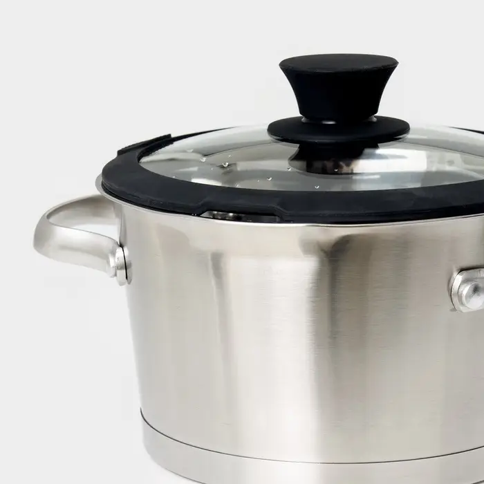 Крышка Magistro, d=18 см, со сливом, с силиконовым ободком и ручкой, жаропрочное стекло