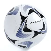 Футбольный мяч ONLYTOP, машинная сшивка, 32 панели, р. 5, PVC, резиновая камера, белый, голубой