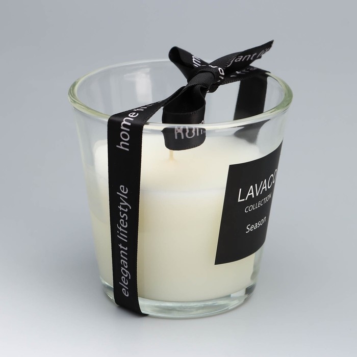 Свеча ароматическая в стакане  Свеча ароматическая в стакане "Lavaco", жасмин, белая, 7,5х7,5 см