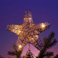 Верхушка на ёлку с подсветкой &laquo;Звезда ёлочная золотистая&raquo; 20&times;25 см, 10 LED, от батареек ААх2, свечение тёплое белое