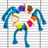 Игрушка для птиц "Браслет" с колокольчиками, 13,5 х 5 см, микс цветов