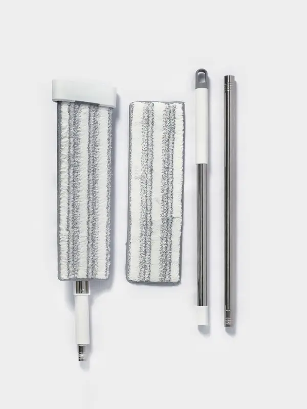 Швабра с отжимом, противоударная, со сгоном, стальная ручка, 2 профессиональные насадки, 36&times;11&times;130 см