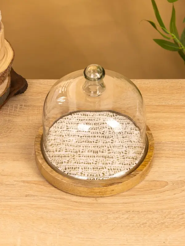 Блюдо сервировочное с крышкой, 20×20×19.5 см, дерево, стекло Блюдо сервировочное с крышкой, 20×20×19.5 см, дерево, стекло