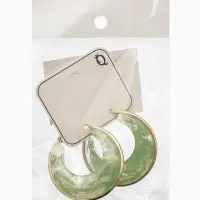 Серьги-кольца акрил "Тренд", цвет нефритовый в золоте