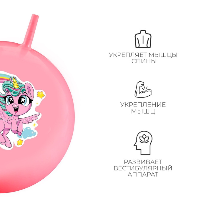 Мяч-прыгун с рожками ZABIAKA «Единорожка», d=55 см, 480 г, цвет розовый Мяч-прыгун с рожками ZABIAKA «Единорожка», d=55 см, 480 г, цвет розовый