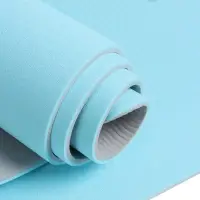 Коврик для фитнеса и йоги ONLYTOP, нескользящий, 183&times;61&times;0.6 см, цвет серый/голубой