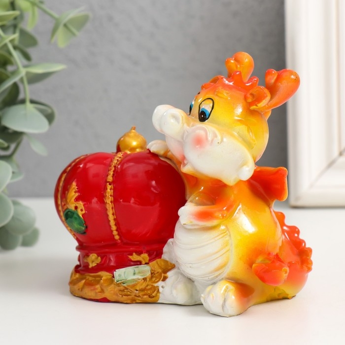 Копилка полистоун Копилка полистоун "Огненный дракоша с коронной" МИКС 11,5х7х9 см