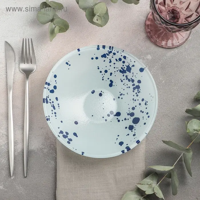 Салатник Magistro «Дали», d=18 см, стекло, голубой Салатник Magistro «Дали», d=18 см, стекло, голубой