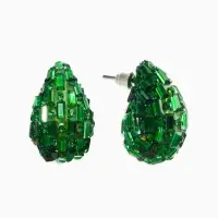 Серьги со стразами &laquo;Блеск&raquo; капля, цвет изумрудный