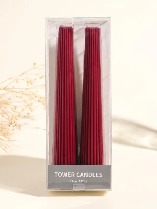 Набор свечей, 3.5х23 см, 2 шт "Башня" кармин 4х9,5х25 см