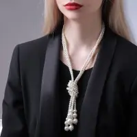 Бусы &laquo;Узел&raquo;, 2 нити, бусины №6-14, цвет молочный, 80 см