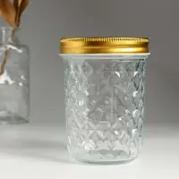 Банка для свечей &laquo;Ромбы&raquo; стеклянная с крышкой 500 мл 8.5&times;8.5&times;12 см