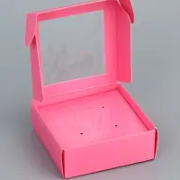 Коробка для бижутерии с PVC окном 8×8×3 см, розовый
