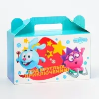 Подарочная коробка Новогодняя Подарочек малый «Смешарики» лицензия 17.5×7×10.5 см (+3.5 см).