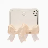 Серьги пластик "Бантик" перламутровый, цвет бежевый