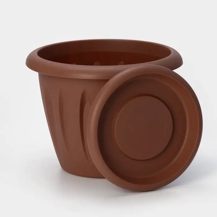 Горшок для цветов с поддоном &laquo;Фелиция&raquo;, 10.4 л, d=31.9 см, h=24.5 см, пластиковый, терракотовый