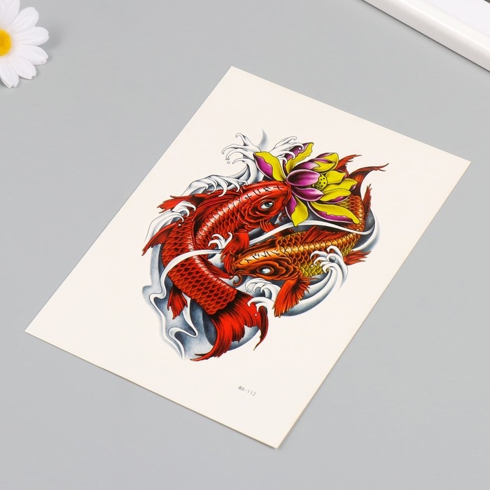 Татуировка на тело цветная Татуировка на тело цветная "Красные карпы" 26,1х14,6 см