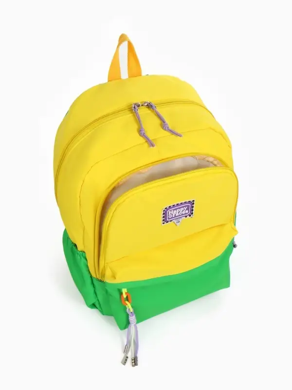 Рюкзак молодёжный на молнии, с карманами, двухцветный, 31&times;15&times;46 см, жёлтый