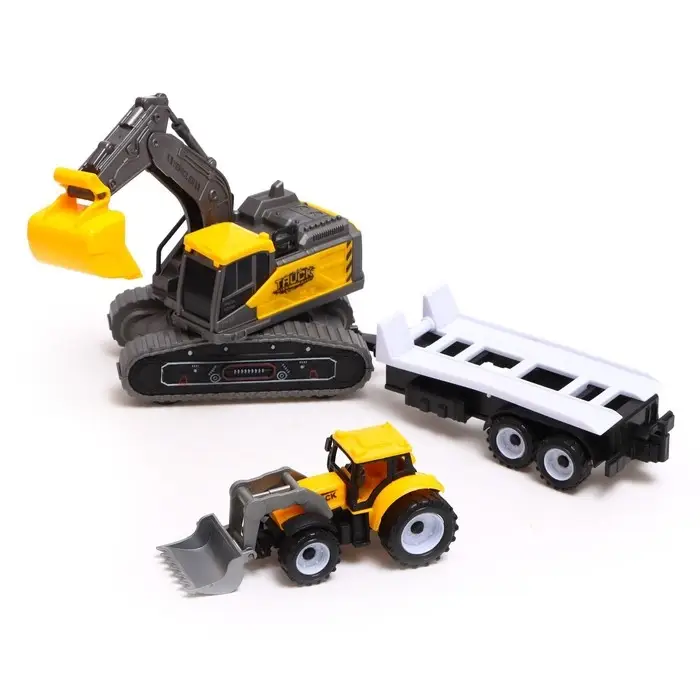 Экскаватор инерционный &laquo;Стройка&raquo;, с прицепом и трактором, МИКС